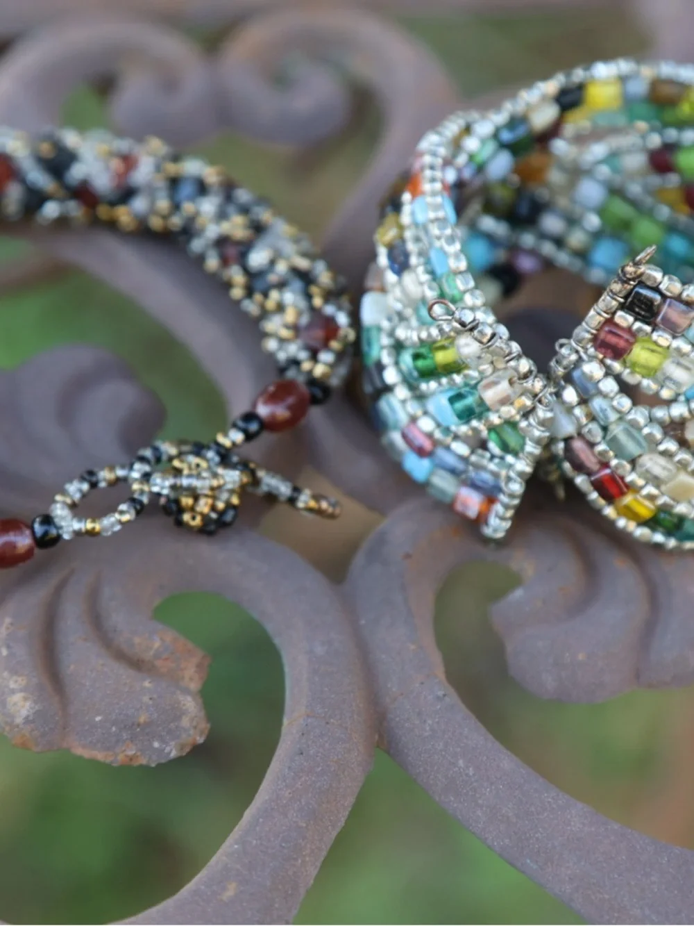 Multicolor Beaded Women's Bracelets - Handmade Seed Beads - Picture 2 of 5